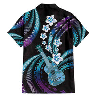 Hawaiian Ukulele Family Matching Short Sleeve Bodycon Dress and Hawaiian Shirt Amethyst Gradient Fantastic Plumeria LT01 - Polynesian Pride