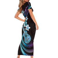 Hawaiian Ukulele Family Matching Short Sleeve Bodycon Dress and Hawaiian Shirt Amethyst Gradient Fantastic Plumeria LT01 - Polynesian Pride