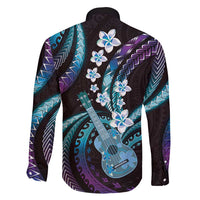 Hawaiian Ukulele Family Matching Summer Maxi Dress and Hawaiian Shirt Amethyst Gradient Fantastic Plumeria