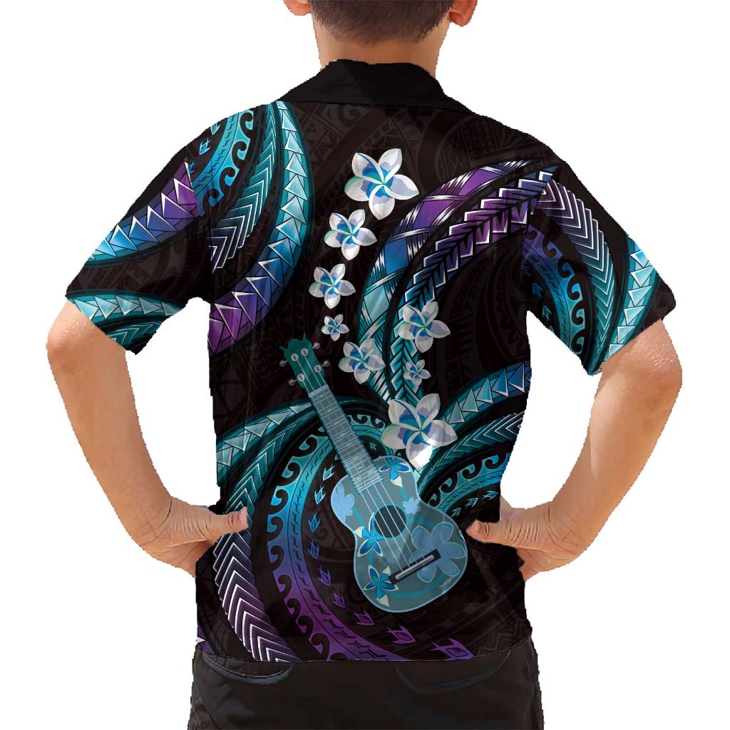 Hawaiian Ukulele Family Matching Tank Maxi Dress and Hawaiian Shirt Amethyst Gradient Fantastic Plumeria LT01 - Polynesian Pride