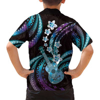 Hawaiian Ukulele Family Matching Tank Maxi Dress and Hawaiian Shirt Amethyst Gradient Fantastic Plumeria LT01 - Polynesian Pride