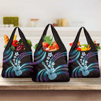 Hawaiian Ukulele Grocery Bag Amethyst Gradient Fantastic Plumeria
