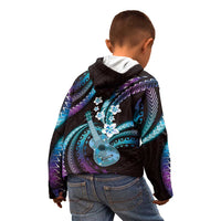 Hawaiian Ukulele Kid Hoodie Amethyst Gradient Fantastic Plumeria