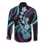 Hawaiian Ukulele Long Sleeve Button Shirt Amethyst Gradient Fantastic Plumeria