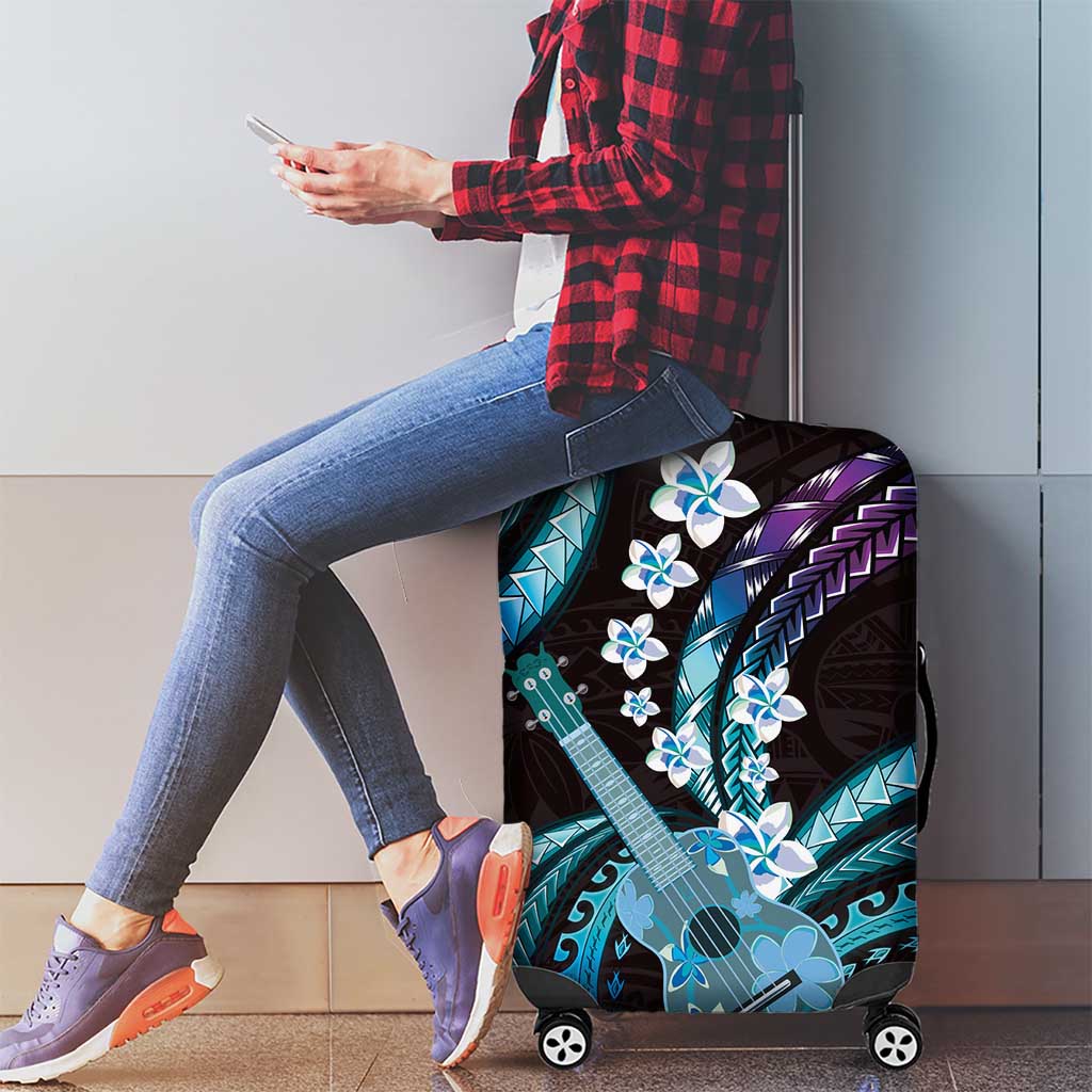 Hawaiian Ukulele Luggage Cover Amethyst Gradient Fantastic Plumeria