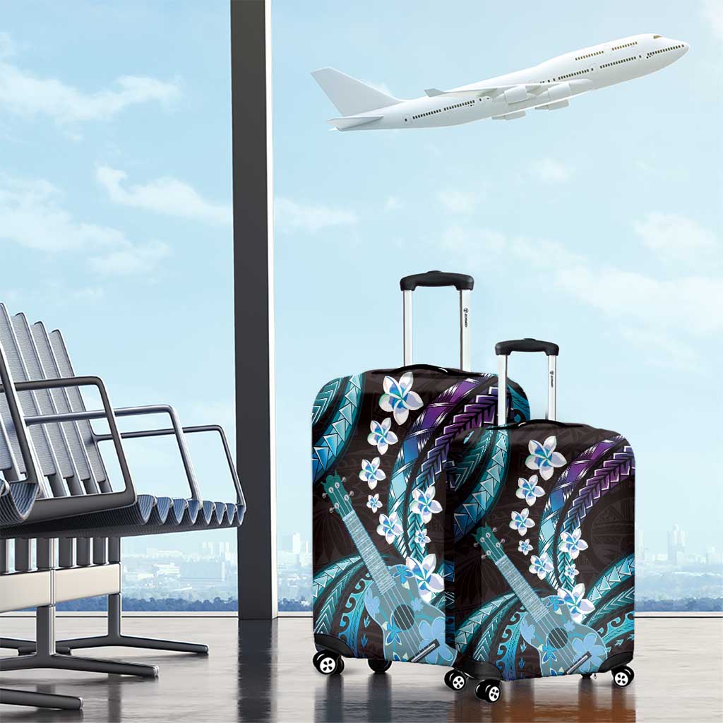 Hawaiian Ukulele Luggage Cover Amethyst Gradient Fantastic Plumeria