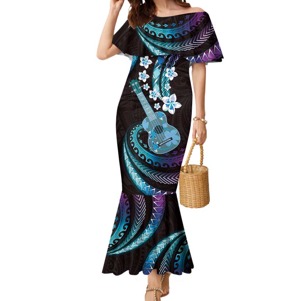 Hawaiian Ukulele Mermaid Dress Amethyst Gradient Fantastic Plumeria