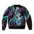 Hawaiian Ukulele Sleeve Zip Bomber Jacket Amethyst Gradient Fantastic Plumeria