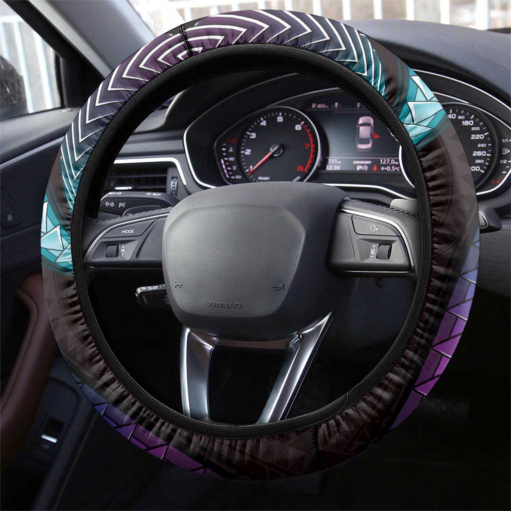 Hawaiian Ukulele Steering Wheel Cover Amethyst Gradient Fantastic Plumeria