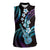 Hawaiian Ukulele Women Sleeveless Polo Shirt Amethyst Gradient Fantastic Plumeria
