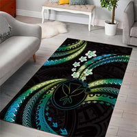 Hawaii Map Kanaka Maoli Area Rug Fantastic Frangipani Chartreuse Cyan LT01 - Polynesian Pride