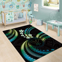 Hawaii Map Kanaka Maoli Area Rug Fantastic Frangipani Chartreuse Cyan LT01 - Polynesian Pride