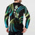 Hawaii Map Kanaka Maoli Button Sweatshirt Fantastic Frangipani Chartreuse Cyan