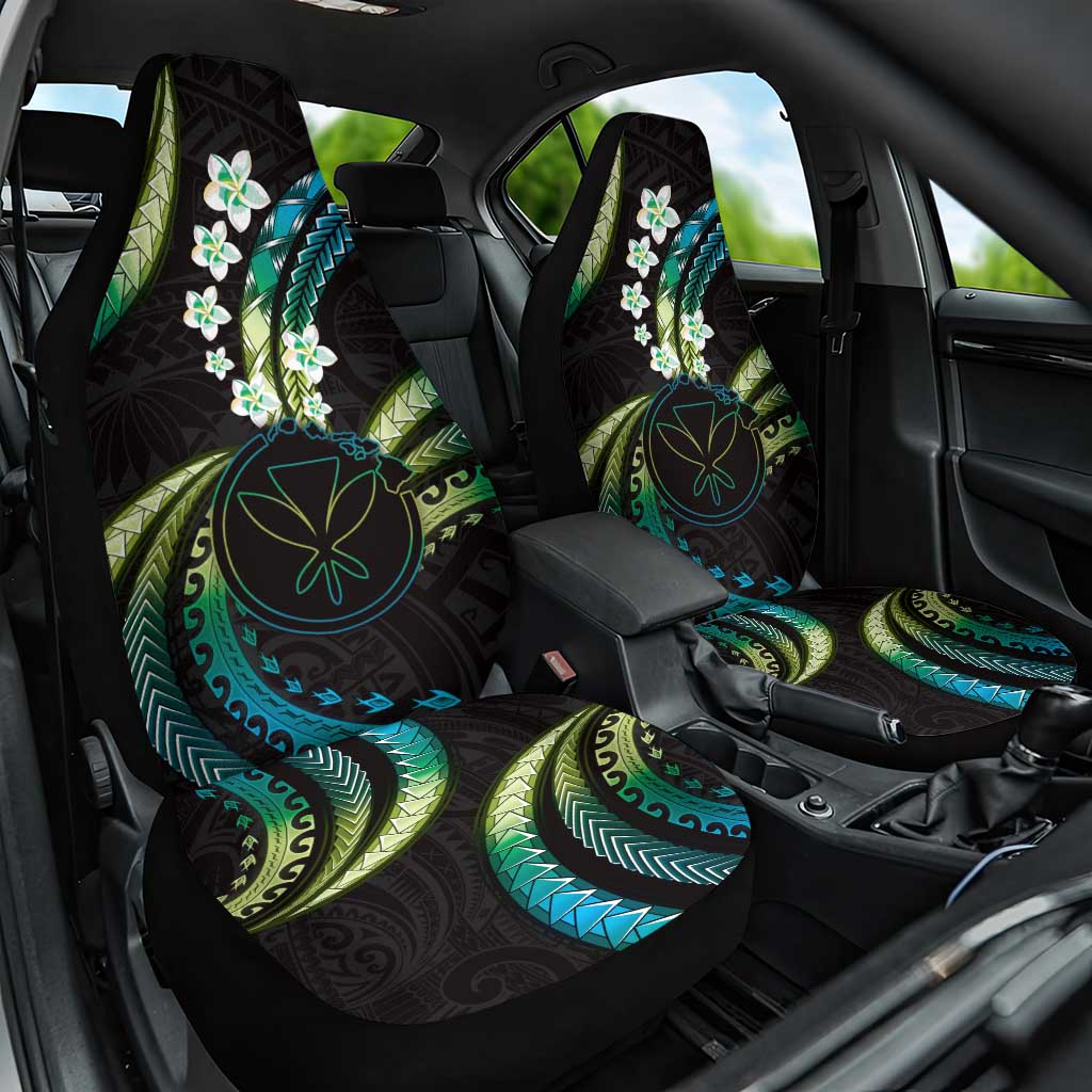 Hawaii Map Kanaka Maoli Car Seat Cover Fantastic Frangipani Chartreuse Cyan