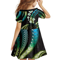 Hawaii Map Kanaka Maoli Family Matching Long Sleeve Bodycon Dress and Hawaiian Shirt Fantastic Frangipani Chartreuse Cyan LT01 - Polynesian Pride