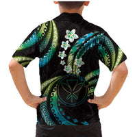 Hawaii Map Kanaka Maoli Family Matching Mermaid Dress and Hawaiian Shirt Fantastic Frangipani Chartreuse Cyan LT01 - Polynesian Pride