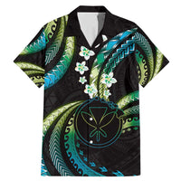 Hawaii Map Kanaka Maoli Family Matching Mermaid Dress and Hawaiian Shirt Fantastic Frangipani Chartreuse Cyan LT01 Dad's Shirt - Short Sleeve Cyan - Polynesian Pride