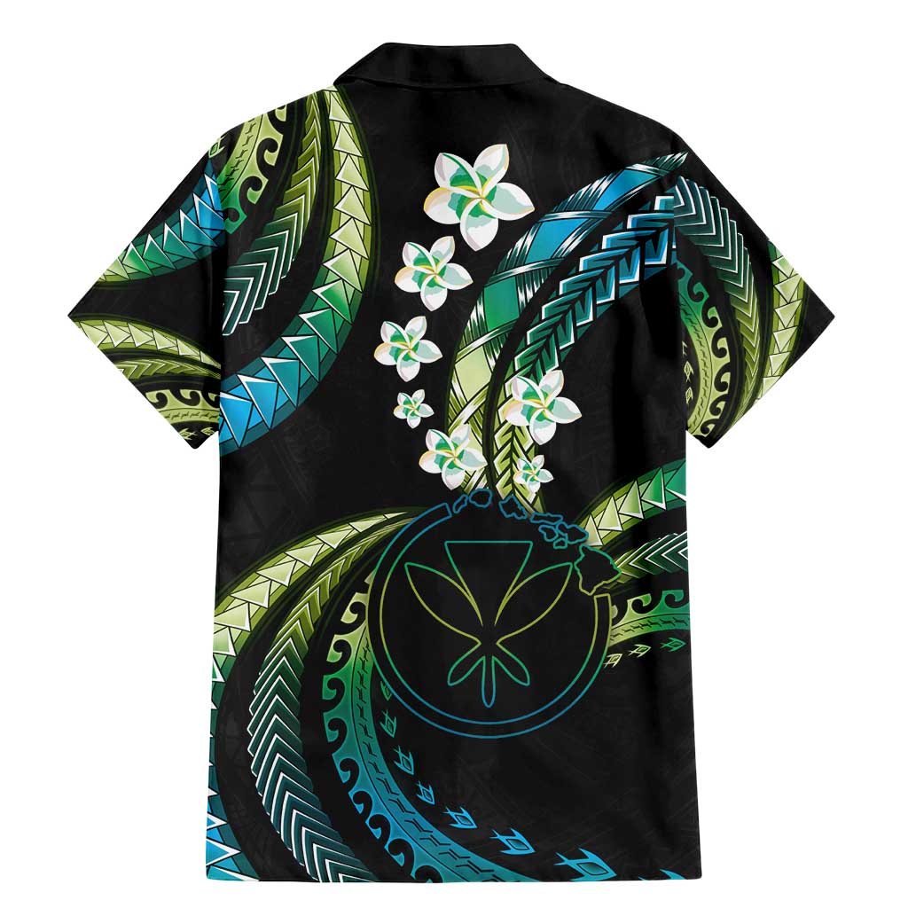 Hawaii Map Kanaka Maoli Family Matching Mermaid Dress and Hawaiian Shirt Fantastic Frangipani Chartreuse Cyan LT01 - Polynesian Pride