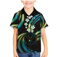 Hawaii Map Kanaka Maoli Family Matching Mermaid Dress and Hawaiian Shirt Fantastic Frangipani Chartreuse Cyan LT01 Son's Shirt Cyan - Polynesian Pride
