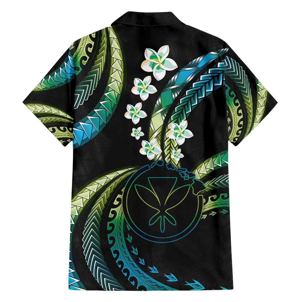 Hawaii Map Kanaka Maoli Family Matching Summer Maxi Dress and Hawaiian Shirt Fantastic Frangipani Chartreuse Cyan LT01 - Polynesian Pride