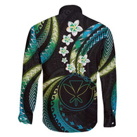 Hawaii Map Kanaka Maoli Family Matching Summer Maxi Dress and Hawaiian Shirt Fantastic Frangipani Chartreuse Cyan LT01 - Polynesian Pride