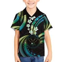 Hawaii Map Kanaka Maoli Family Matching Summer Maxi Dress and Hawaiian Shirt Fantastic Frangipani Chartreuse Cyan LT01 Son's Shirt Cyan - Polynesian Pride