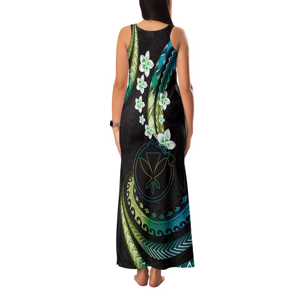 Hawaii Map Kanaka Maoli Family Matching Tank Maxi Dress and Hawaiian Shirt Fantastic Frangipani Chartreuse Cyan LT01 - Polynesian Pride