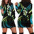 Hawaii Map Kanaka Maoli Hoodie Dress Fantastic Frangipani Chartreuse Cyan