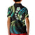 Hawaii Map Kanaka Maoli Kid Polo Shirt Fantastic Frangipani Chartreuse Cyan