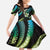 Hawaii Map Kanaka Maoli Kid Short Sleeve Dress Fantastic Frangipani Chartreuse Cyan