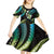 Hawaii Map Kanaka Maoli Kid Short Sleeve Dress Fantastic Frangipani Chartreuse Cyan