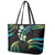 Hawaii Map Kanaka Maoli Leather Tote Bag Fantastic Frangipani Chartreuse Cyan