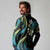 Hawaii Map Kanaka Maoli Long Sleeve Polo Shirt Fantastic Frangipani Chartreuse Cyan