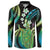 Hawaii King Kamehameha Button Sweatshirt Fantastic Plumeria Chartreuse Cyan