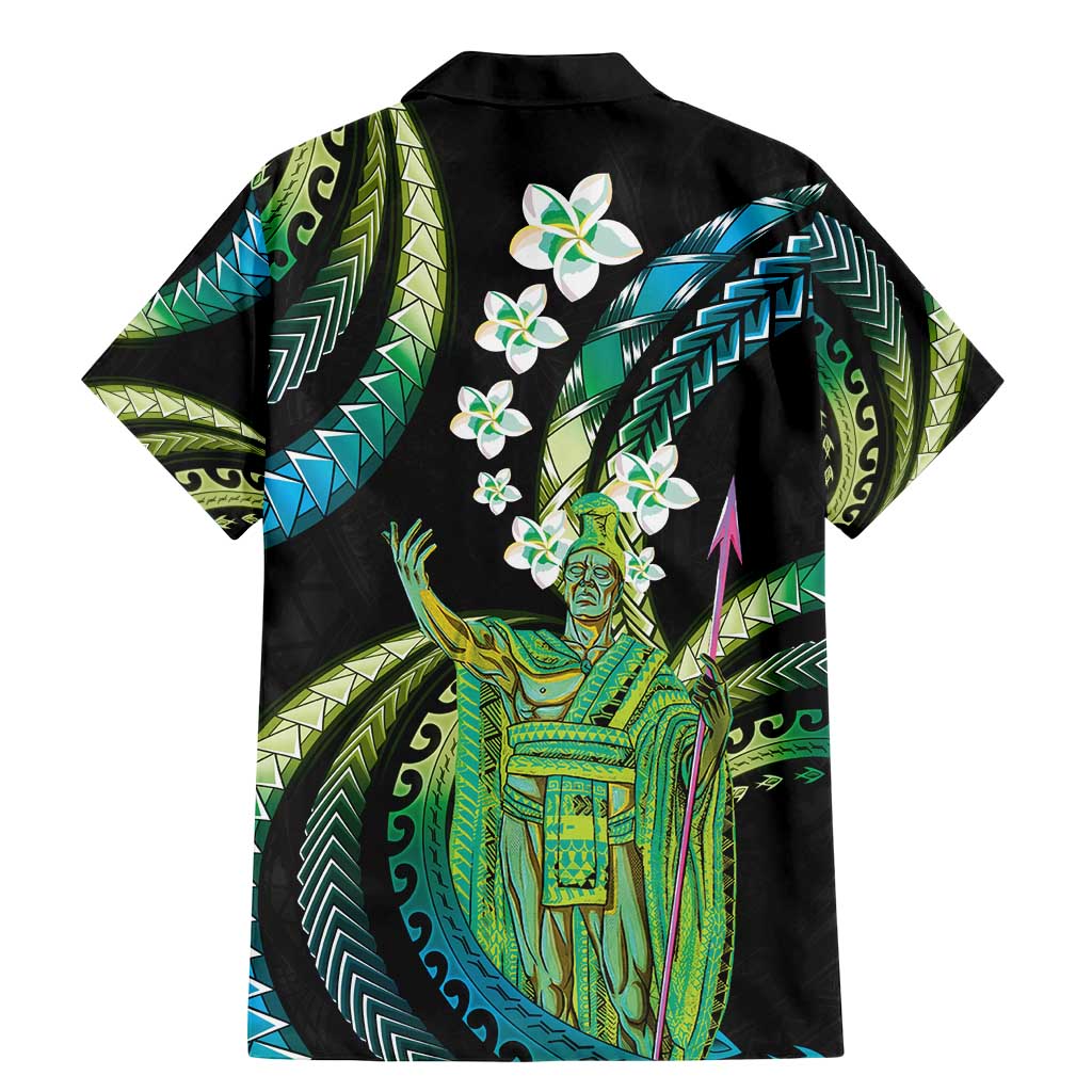 Hawaii King Kamehameha Family Matching Mermaid Dress and Hawaiian Shirt Fantastic Plumeria Chartreuse Cyan LT01 - Polynesian Pride