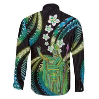 Hawaii King Kamehameha Family Matching Puletasi and Hawaiian Shirt Fantastic Plumeria Chartreuse Cyan LT01 - Polynesian Pride