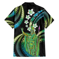 Hawaii King Kamehameha Family Matching Summer Maxi Dress and Hawaiian Shirt Fantastic Plumeria Chartreuse Cyan LT01 - Polynesian Pride