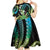 Hawaii King Kamehameha Kid Short Sleeve Dress Fantastic Plumeria Chartreuse Cyan