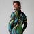 Hawaii King Kamehameha Long Sleeve Polo Shirt Fantastic Plumeria Chartreuse Cyan