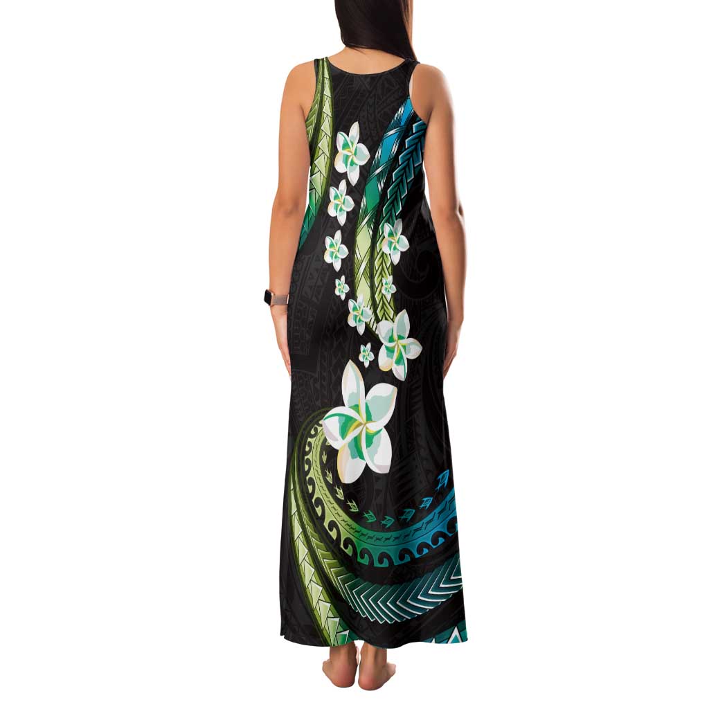 Hawaii Plumeria Family Matching Tank Maxi Dress and Hawaiian Shirt Chartreuse Cyan Polynesian Pattern LT01 - Polynesian Pride