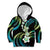 Hawaii Plumeria Kid Hoodie Chartreuse Cyan Polynesian Pattern