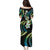 Hawaii Plumeria Puletasi Chartreuse Cyan Polynesian Pattern