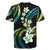 Hawaii Plumeria Rugby Jersey Chartreuse Cyan Polynesian Pattern