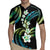Hawaii Plumeria Rugby Jersey Chartreuse Cyan Polynesian Pattern