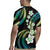 Hawaii Plumeria Rugby Jersey Chartreuse Cyan Polynesian Pattern