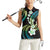 Hawaii Plumeria Women Sleeveless Polo Shirt Chartreuse Cyan Polynesian Pattern