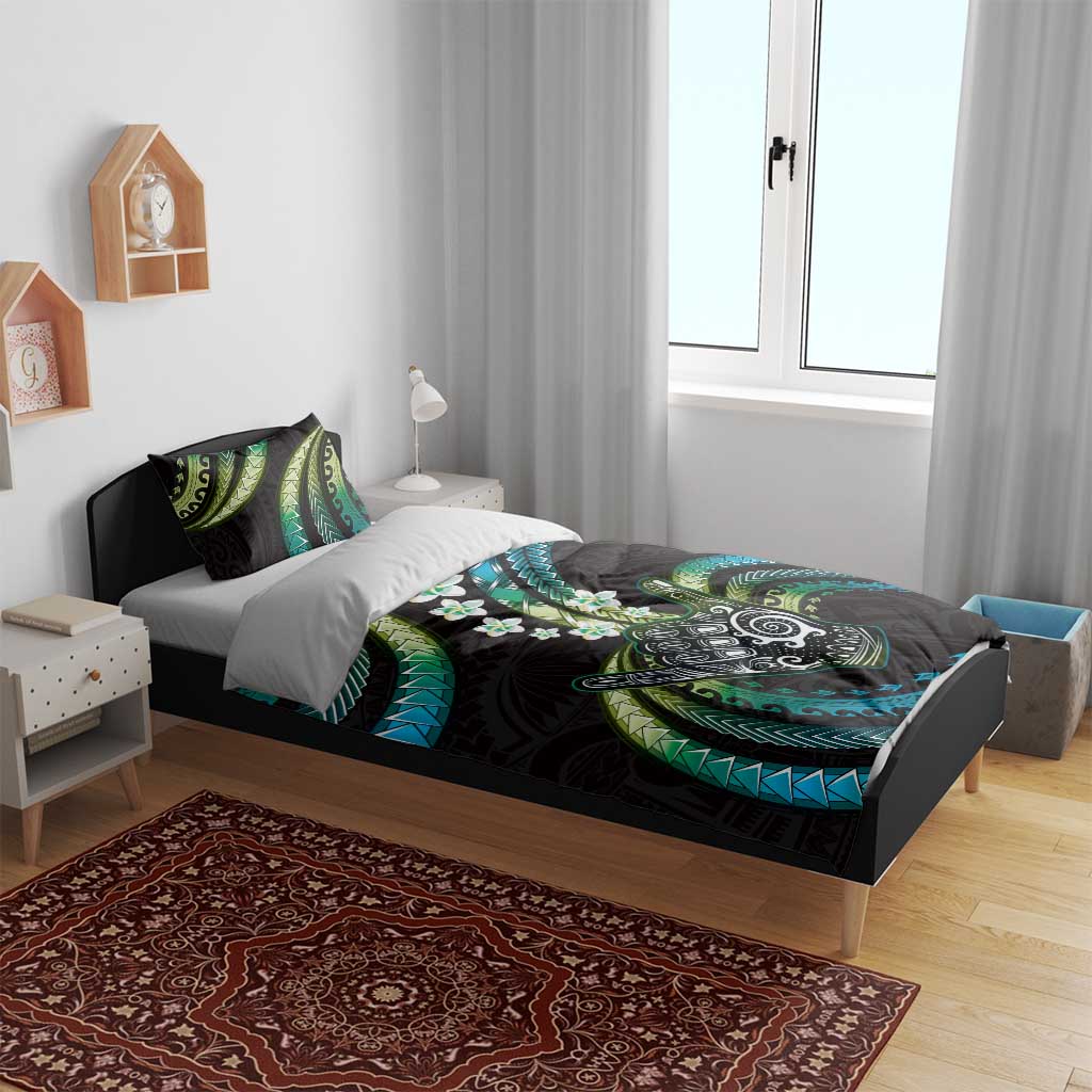 Hawaii Shaka Sign Bedding Set Fantastic Frangipani Chartreuse Cyan
