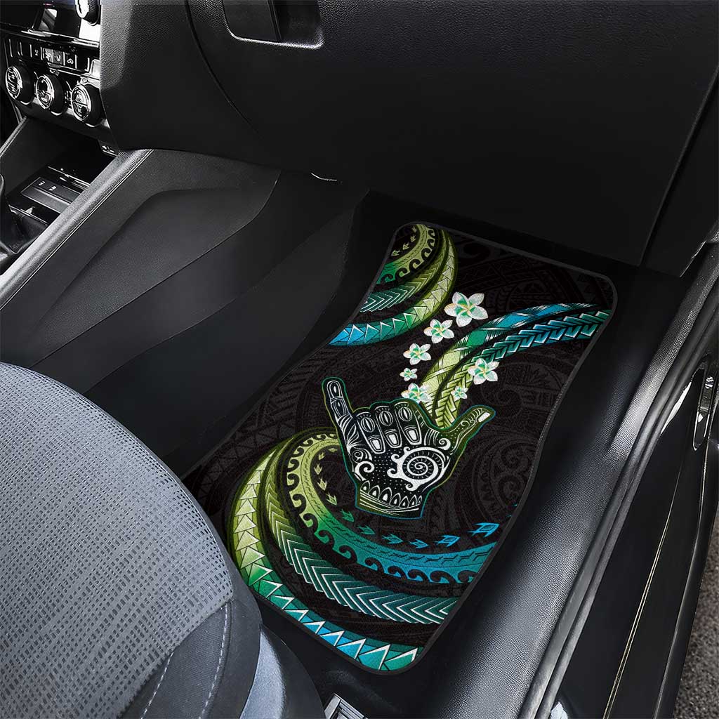 Hawaii Shaka Sign Car Mats Fantastic Frangipani Chartreuse Cyan