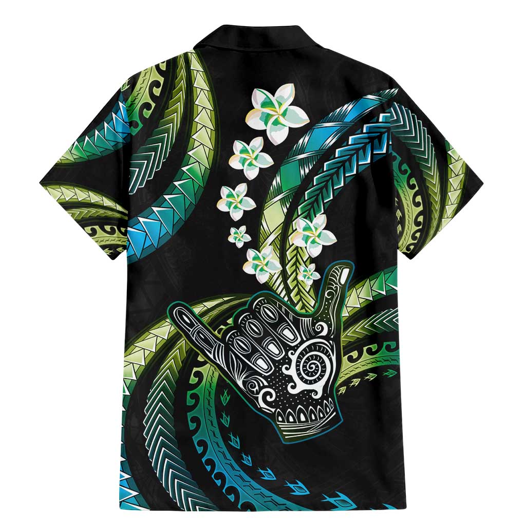 Hawaii Shaka Sign Family Matching Mermaid Dress and Hawaiian Shirt Fantastic Frangipani Chartreuse Cyan LT01 - Polynesian Pride