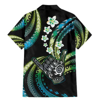 Hawaii Shaka Sign Family Matching Mermaid Dress and Hawaiian Shirt Fantastic Frangipani Chartreuse Cyan LT01 - Polynesian Pride